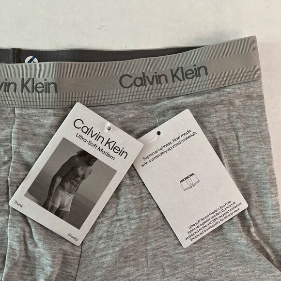 CALVIN KLEIN Ultra Soft Men’s Sz Large Modal Grey Gray Trunk Underwear - Picture 3 of 4